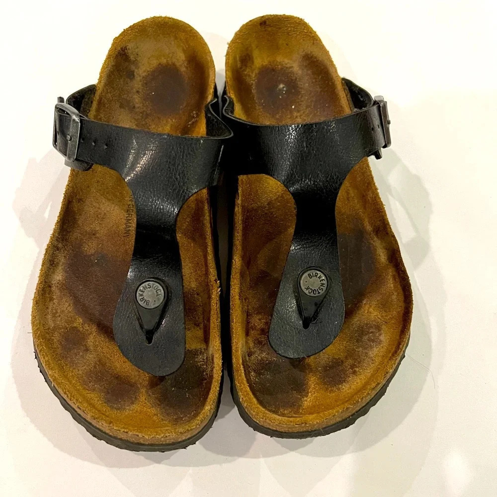Birkenstock Gizeh Birko Flor Sandals Black Licorice Women’s US 5-5.5 36 - Picture 2 of 4